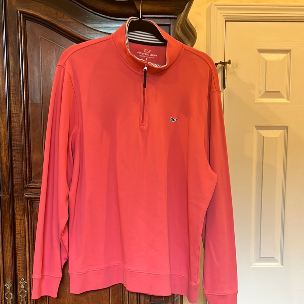 Vineyard Vines Men's Red Quarter-Zip Sweater